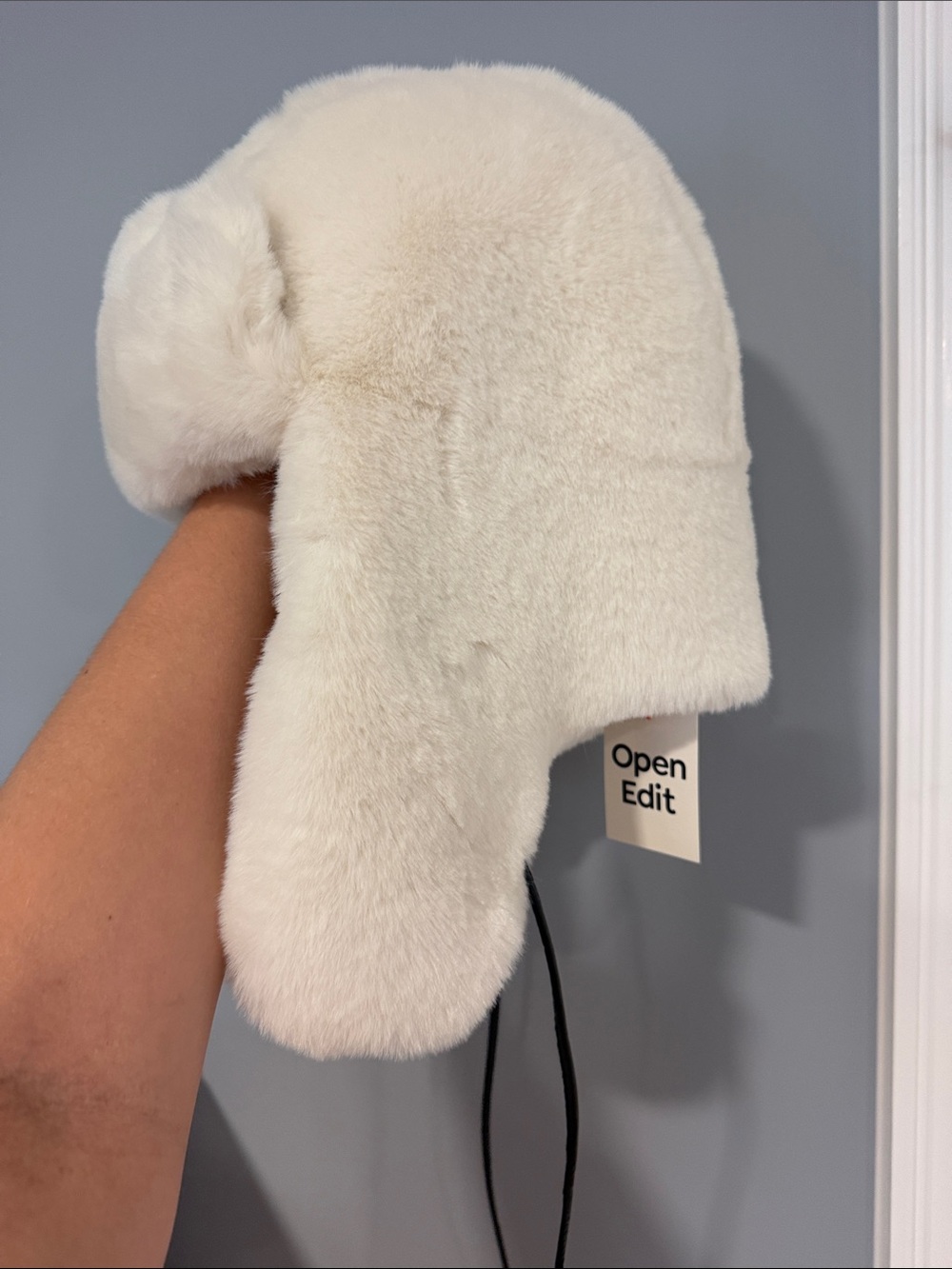 Open Edit White Faux Fur Trapper Hat